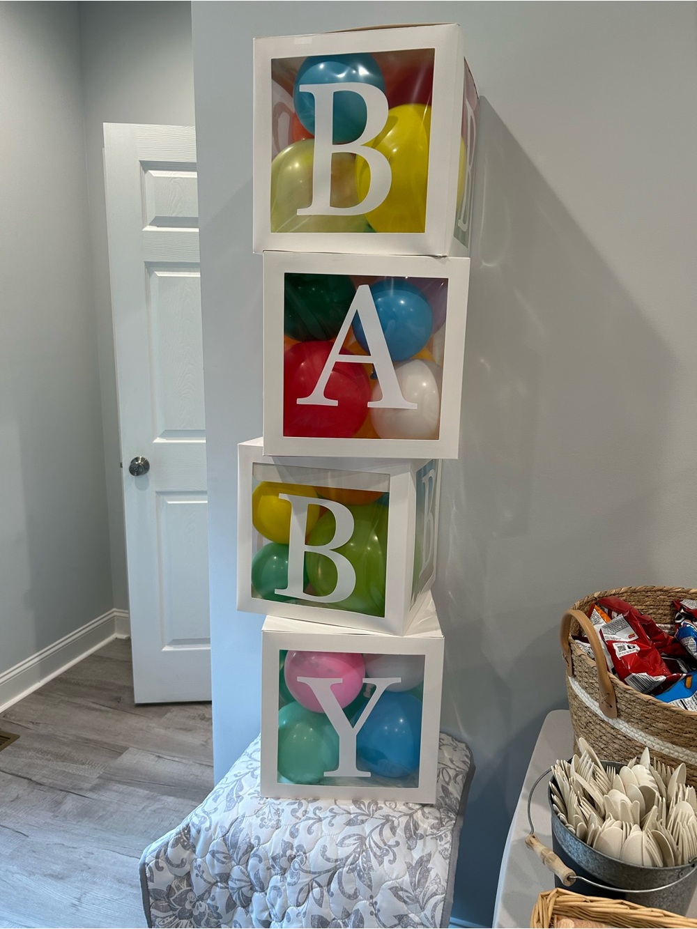 Stackable 'BABY' Decorative Boxes for Baby Shower or gender reveal